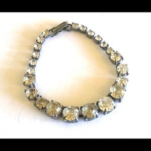 Vintage Clear Rhinestone Silver Bracelet